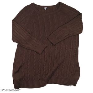 Cableknit polyester wool blend sweater XL